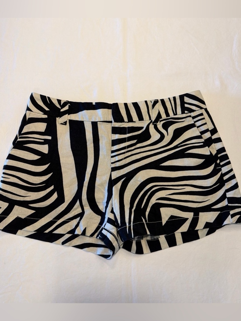 LOFT Black and White Zebra-Print Bermuda Shorts